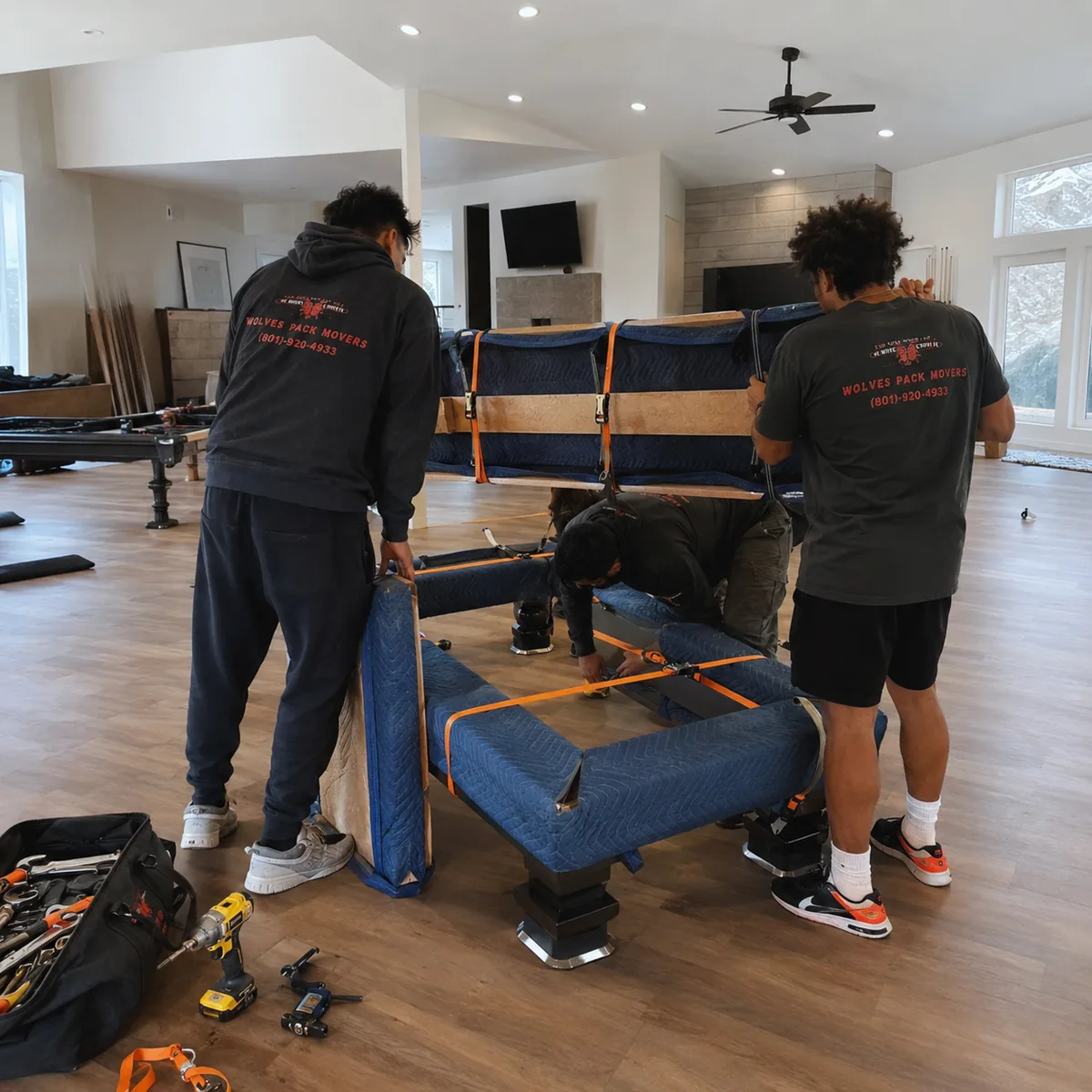 Hot tub movers loading a spa into the truck in Utah