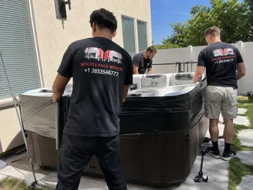 Wolves Pack Movers trained hot tub removal crew Utah
