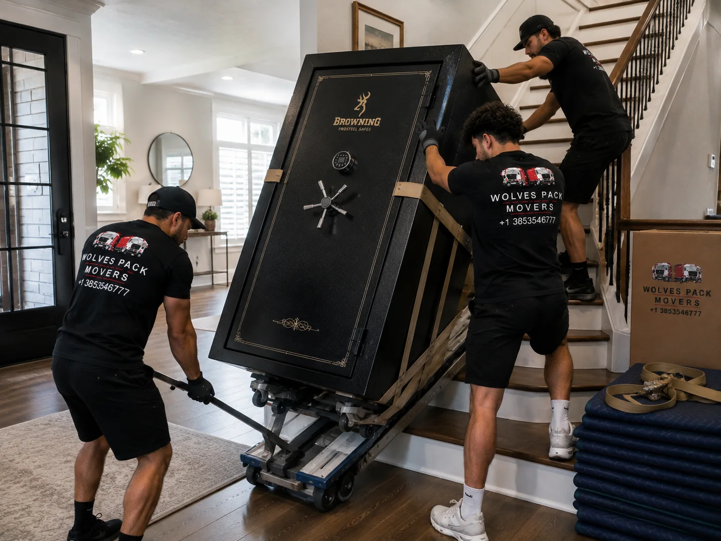 Gun safe delivery and installation in home