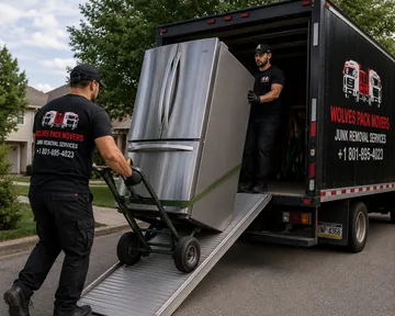 Refrigerator removal loading a fridge into a truck in Utah