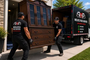 Furniture haul away loading a dresser into a truck in Utah