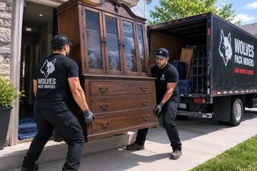 Heavy furniture removal crew carrying furniture in Utah