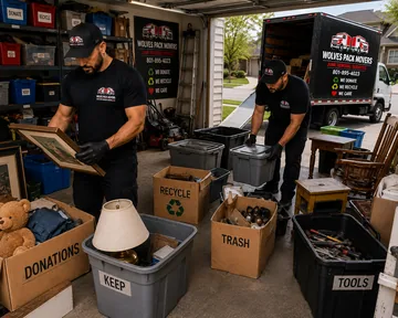 Property declutter crew sorting items in Utah