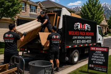 Junk removal company crew loading a truck in Utah