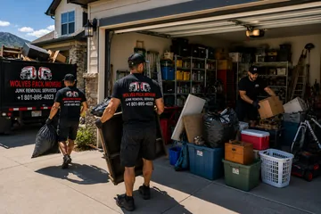 Junk removal service clearing out a garage in Utah